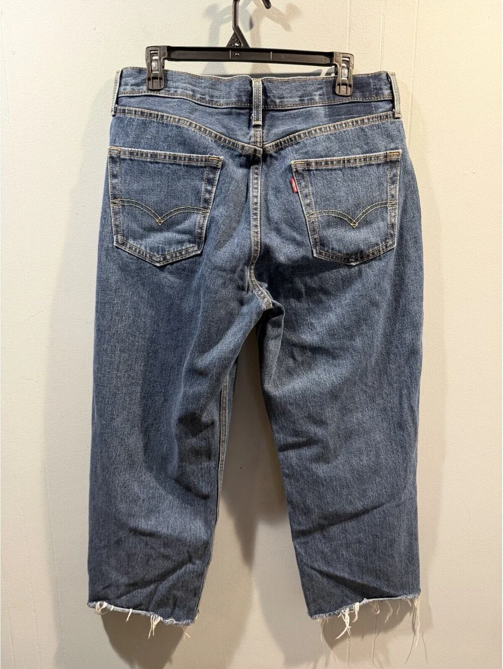Mens Levi Jeans Straight Size 34x25 Blue Cut Off